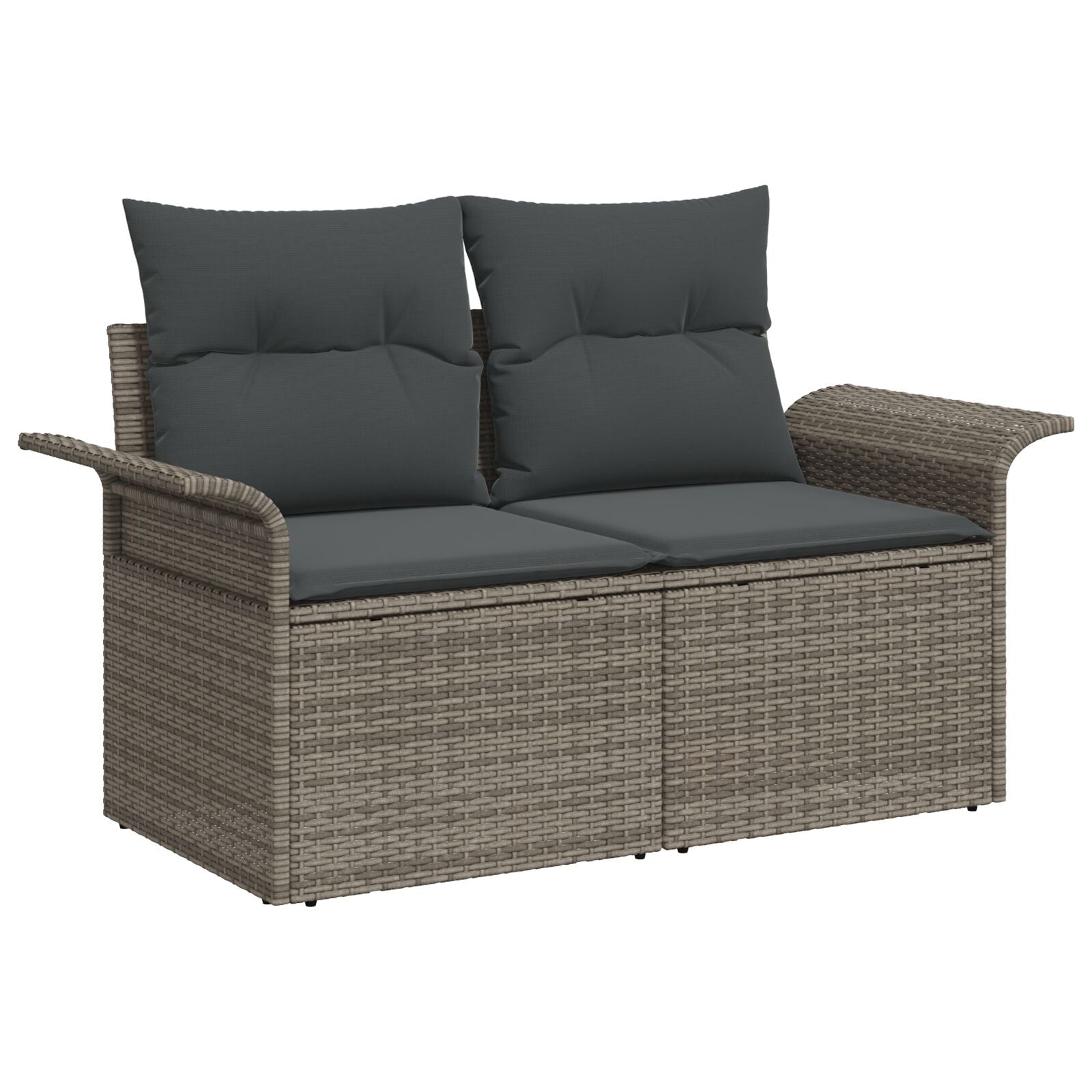 10 Piece Garden Sofa Set with Cushions Grey Poly Rattan