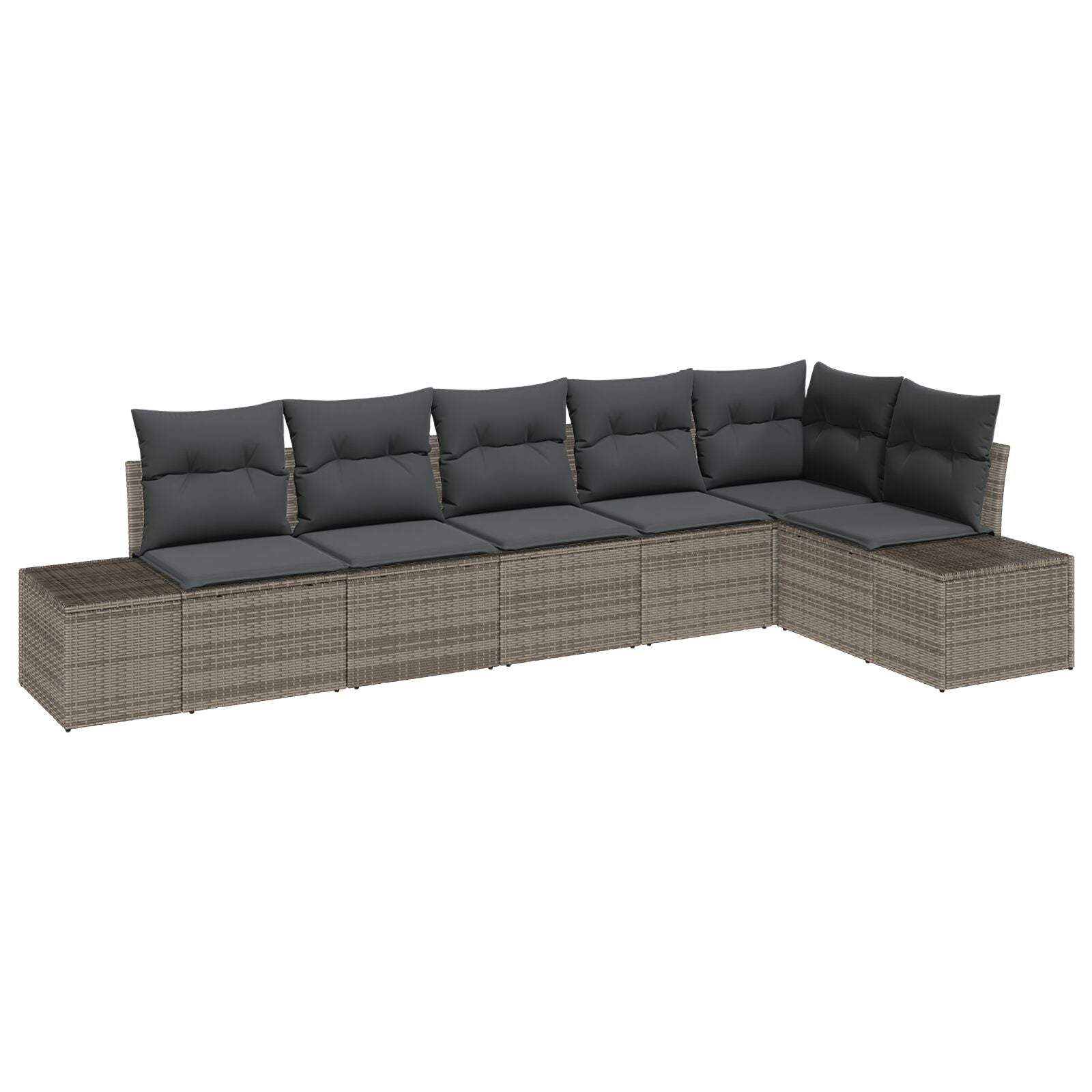 6 Piece Garden Sofa Set with Cushions Grey Poly Rattan