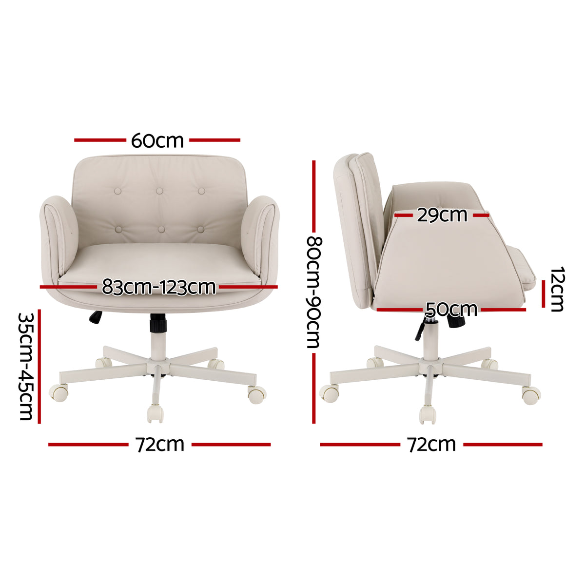 Artiss Criss Cross Chair with Wheels & Adjustable Armrests, Ergonomic Cross Legged Office Desk Chair PU Leather Vanity Chair Swivel for Home, Make Up, Bedroom, Computer, Beige