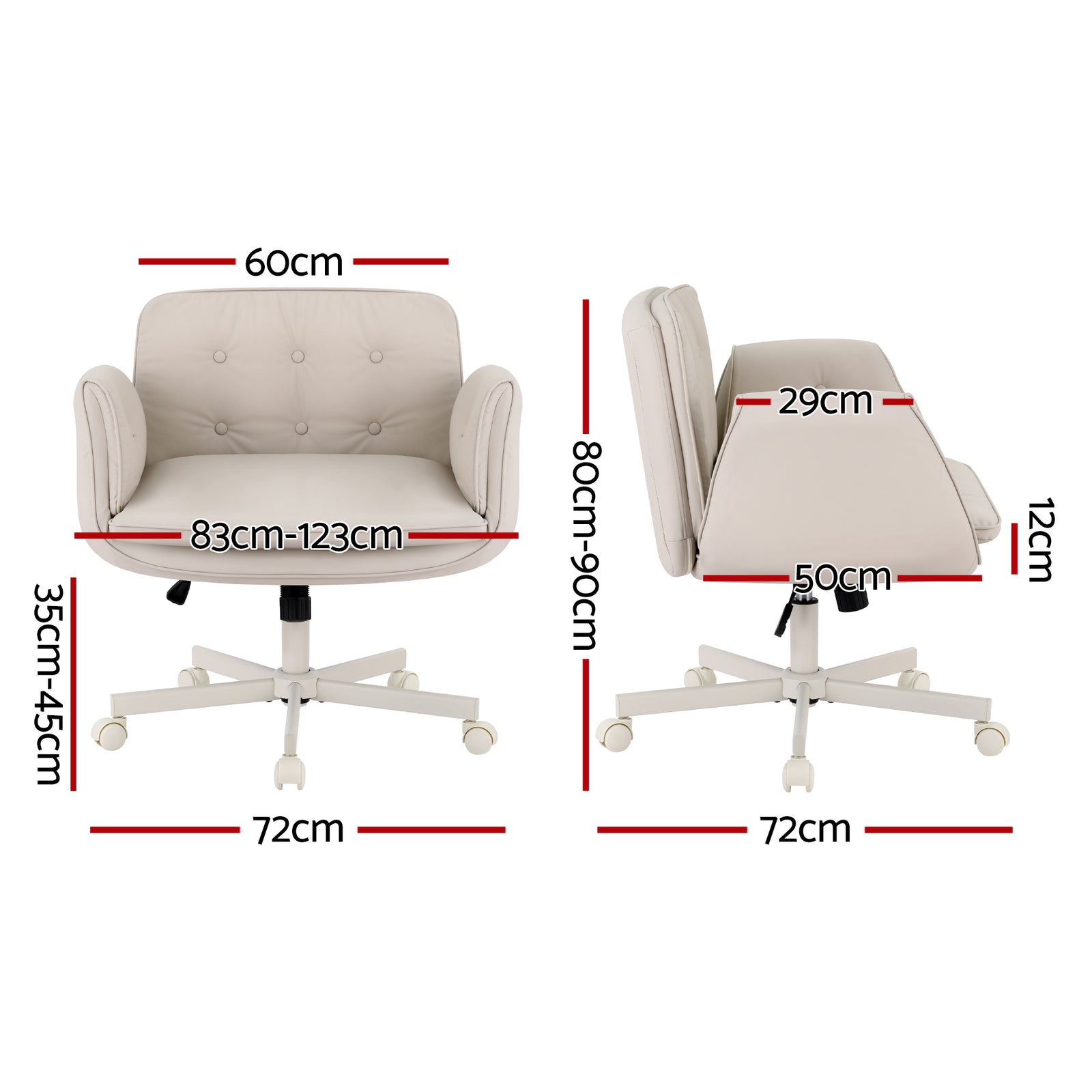 Artiss Criss Cross Chair with Wheels & Adjustable Armrests, Ergonomic Cross Legged Office Desk Chair PU Leather Vanity Chair Swivel for Home, Make Up, Bedroom, Computer, Beige