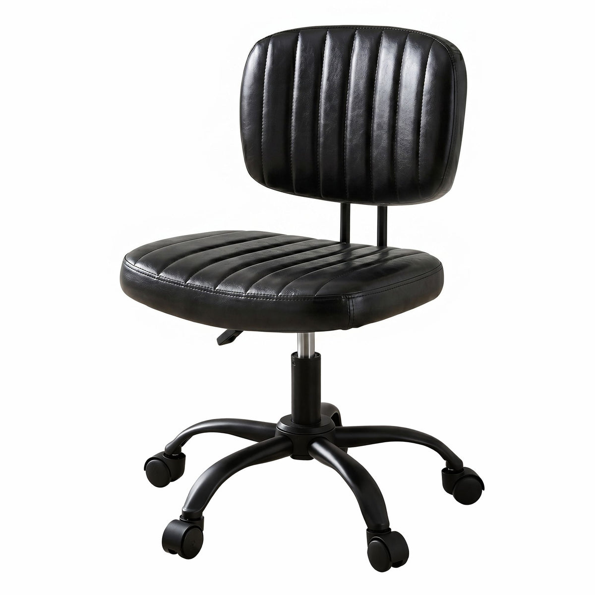 Artiss Armless Office Chair with Wheels, Ergonomic PU Leather Office Desk Chair, Height Adjustable 360° Swivel Computer Task Chair for Home Office, Study Room &amp; Small Space, Black