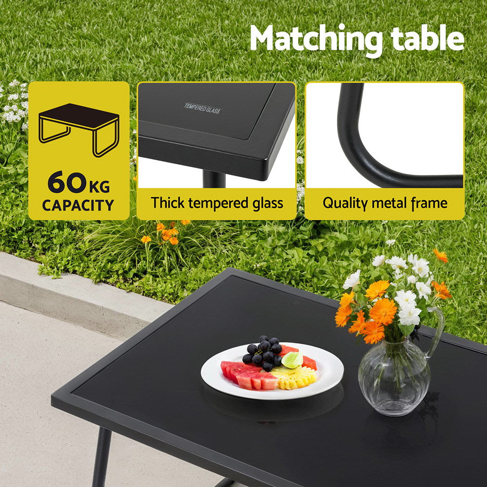Gardeon 4PCS Outdoor Sofa Set Table and Chairs Cushion textilene Patio Furniture