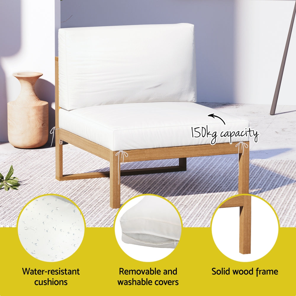 Gardeon 4-Seater Outdoor Sofa Set Wooden Lounge Setting 5PCS