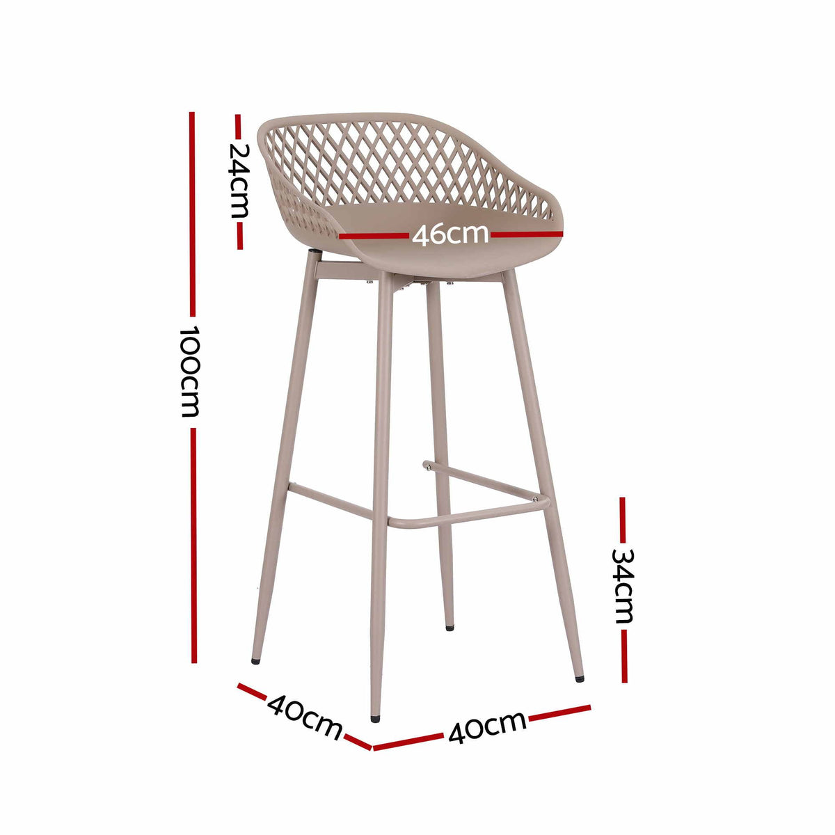 Gardeon 4-Piece Outdoor Bar Stools Plastic Metal Dining Chair Furniture Coffee