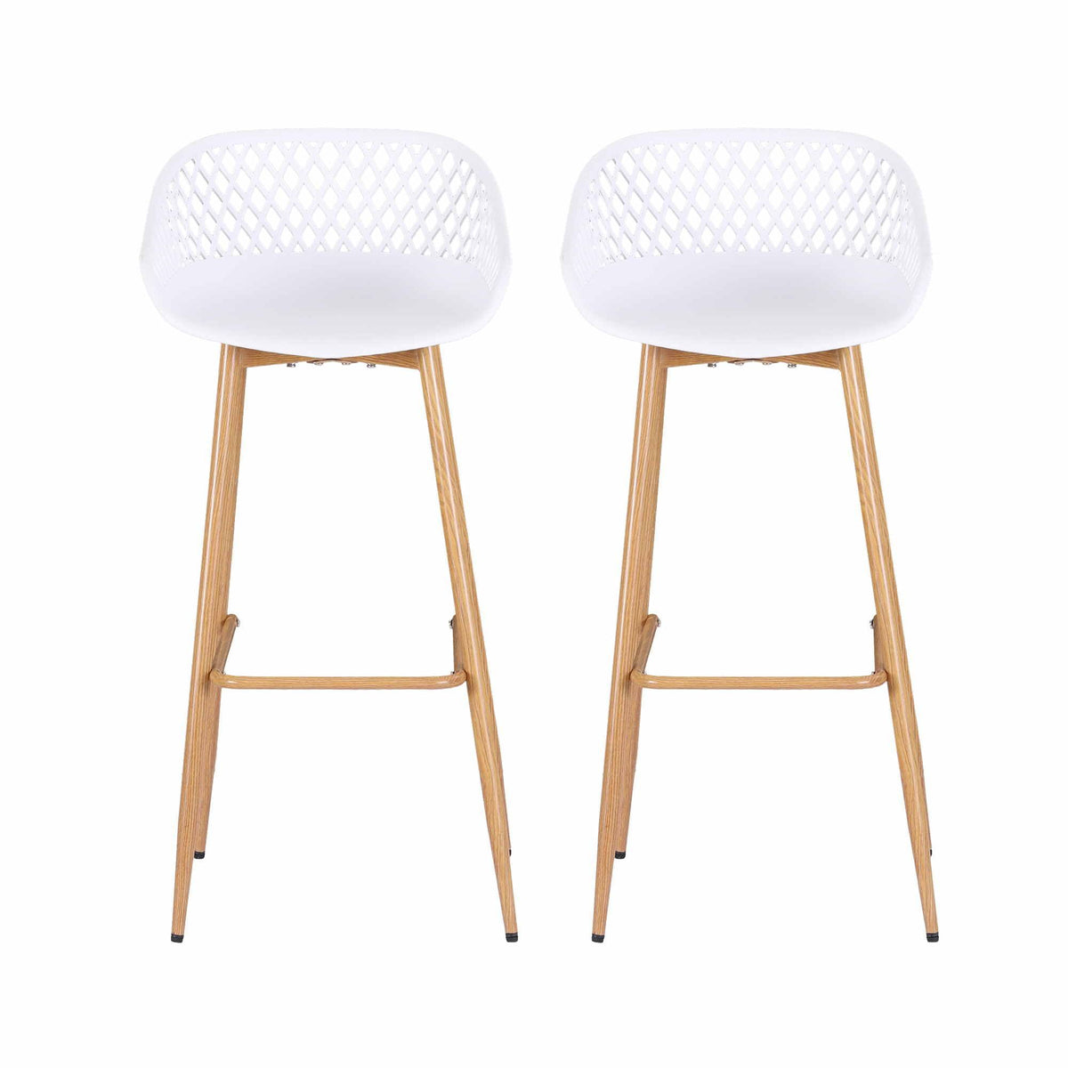 Gardeon 2PC Outdoor Bar Stools Plastic Metal Dining Chair Patio Furniture White