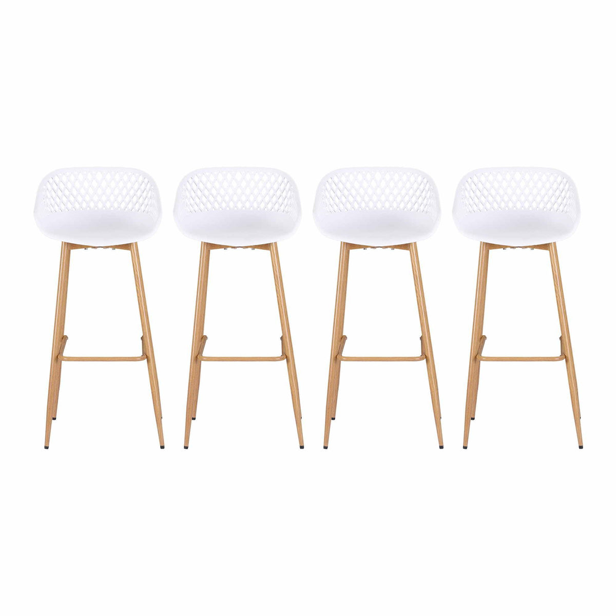 Gardeon 4-Piece Outdoor Bar Stools Plastic Metal Dining Chair Balcony White