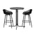 Gardeon 3PC Outdoor Bar Set Stools Dining Chairs Table Patio Furniture Bistro Set Black