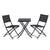 Gardeon Outdoor Bistro Set Folding Table and Chairs Patio Furniture Garden Steel Black