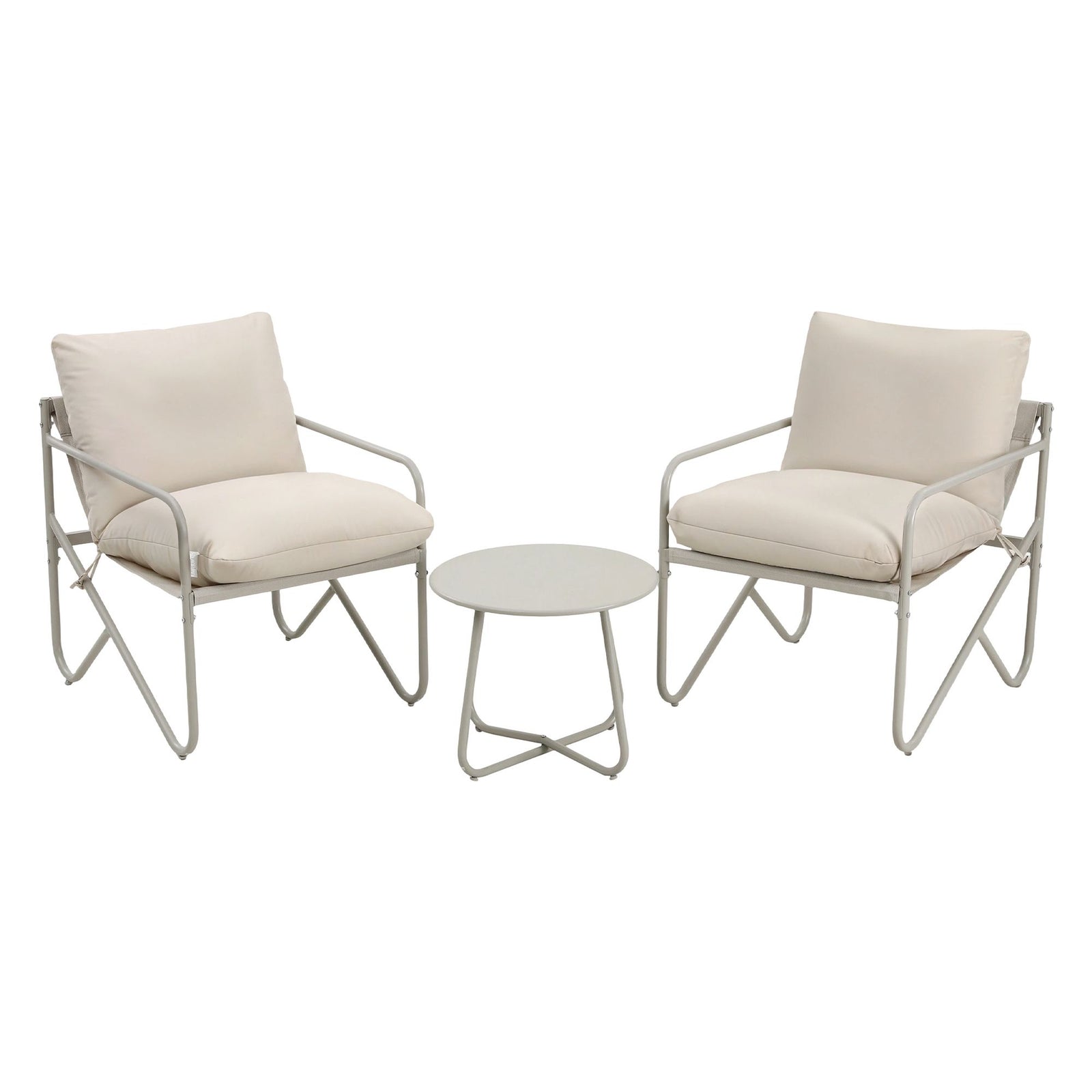 Gardeon Outdoor Bistro Set 3 Piece Patio Furniture Conversation Table and Chairs Khaki
