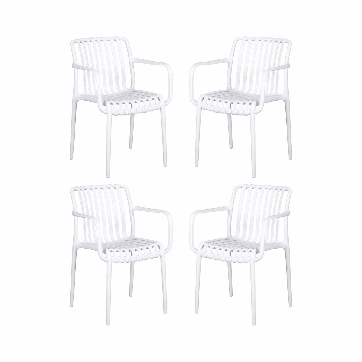 Gardeon 4PC Outdoor Dining Chairs Patio Furniture PP Stackable Chair Garden White