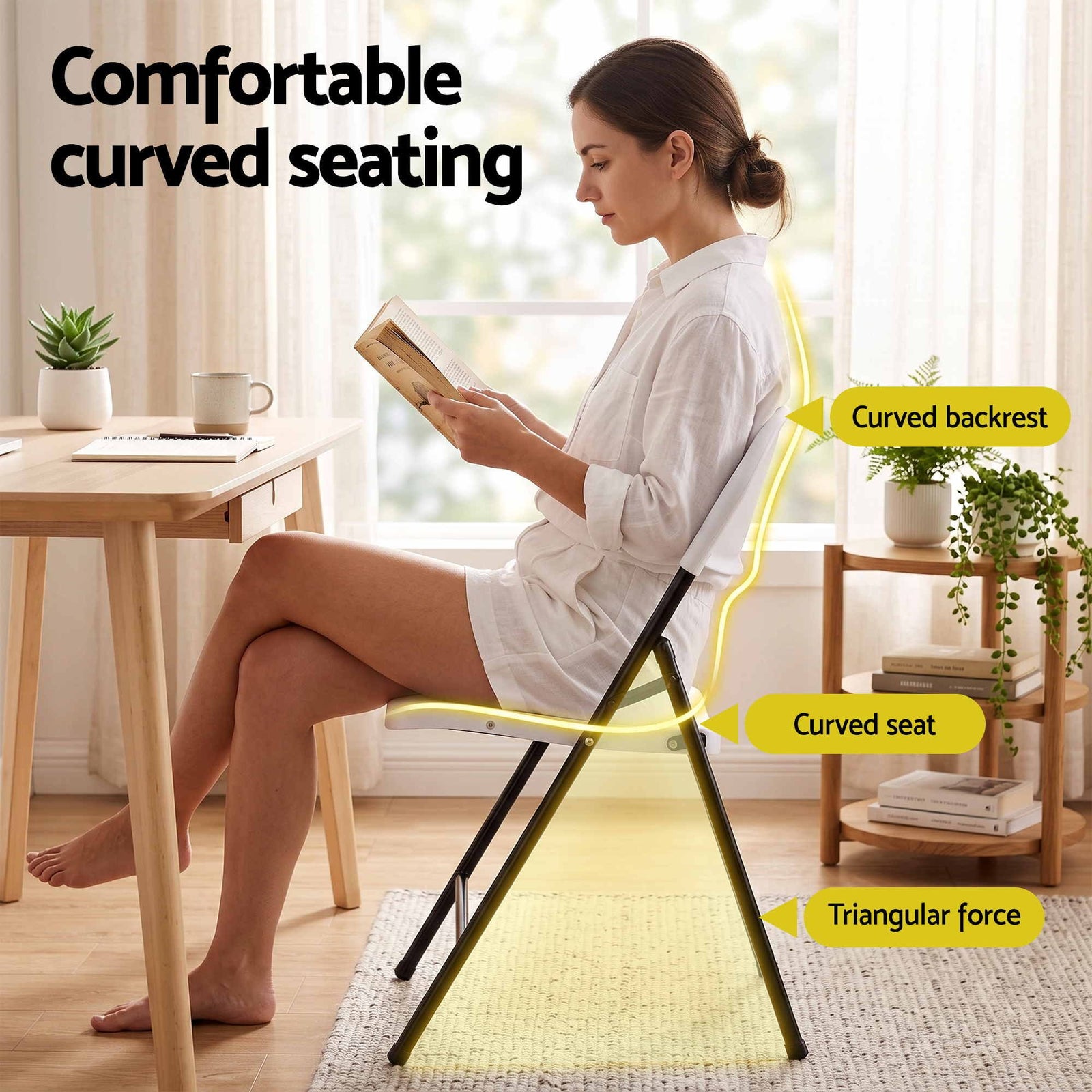 Gardeon 4PC Outdoor Dining Chairs PP Folding Chair Patio Garden Furniture White