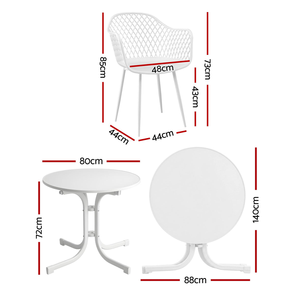 Gardeon 5PCS Outdoor Dining Set Table and Chairs Patio Furniture Garden Diamond White