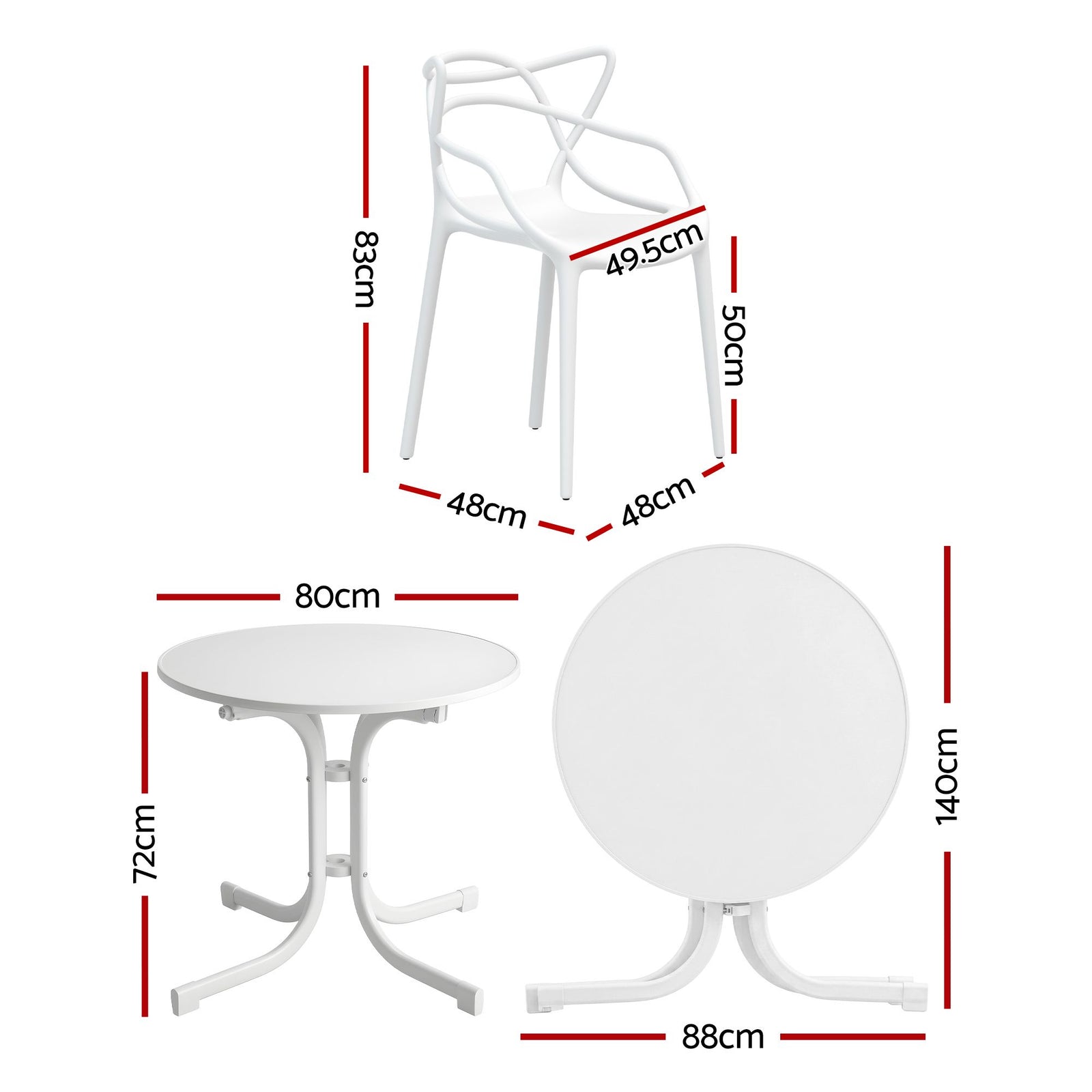 Gardeon 5PCS Outdoor Dining Set Table and Chairs Garden Patio Furniture Entwine White