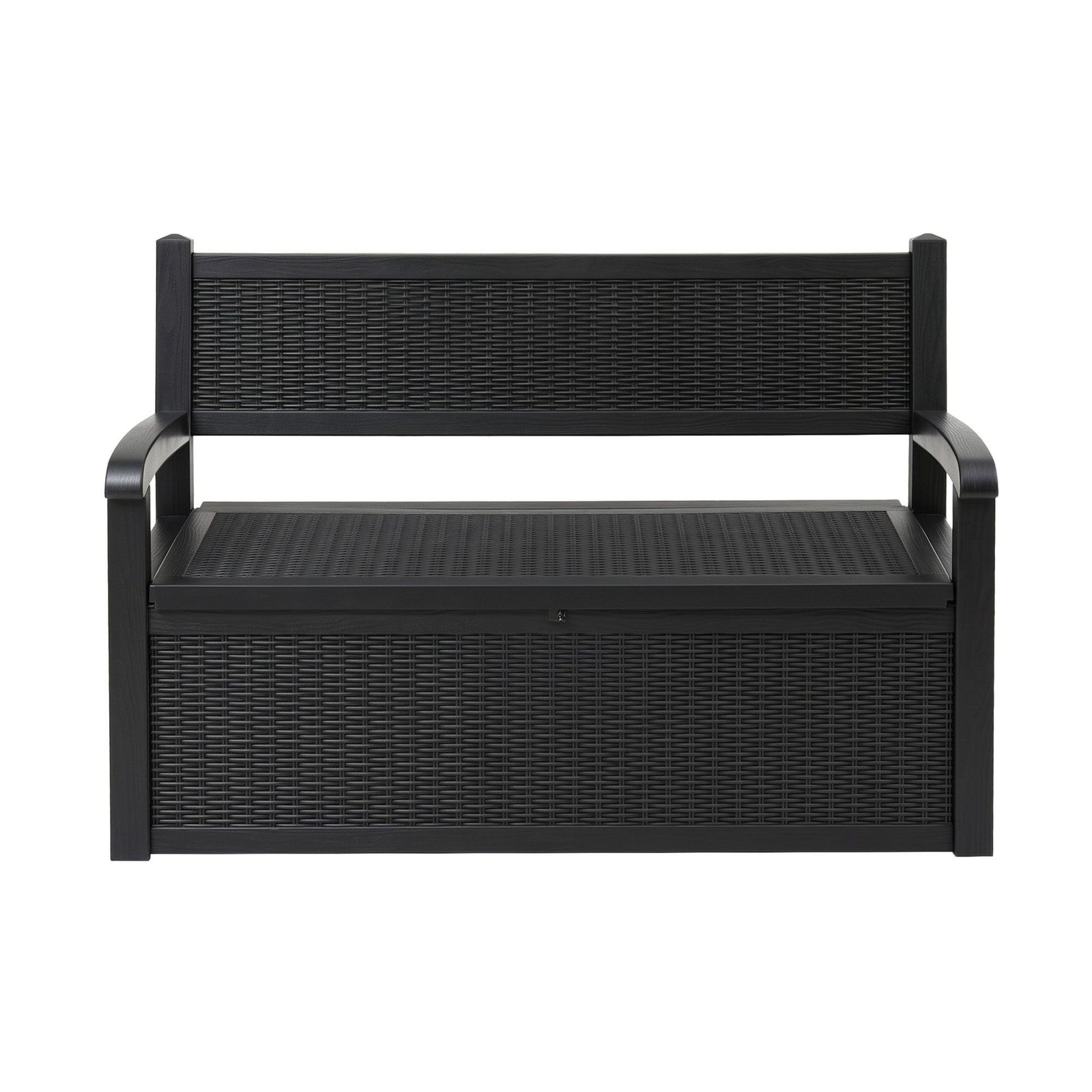 Gardeon Outdoor Storage Box Bench 254L Resin Armset Backrest Lockable Black