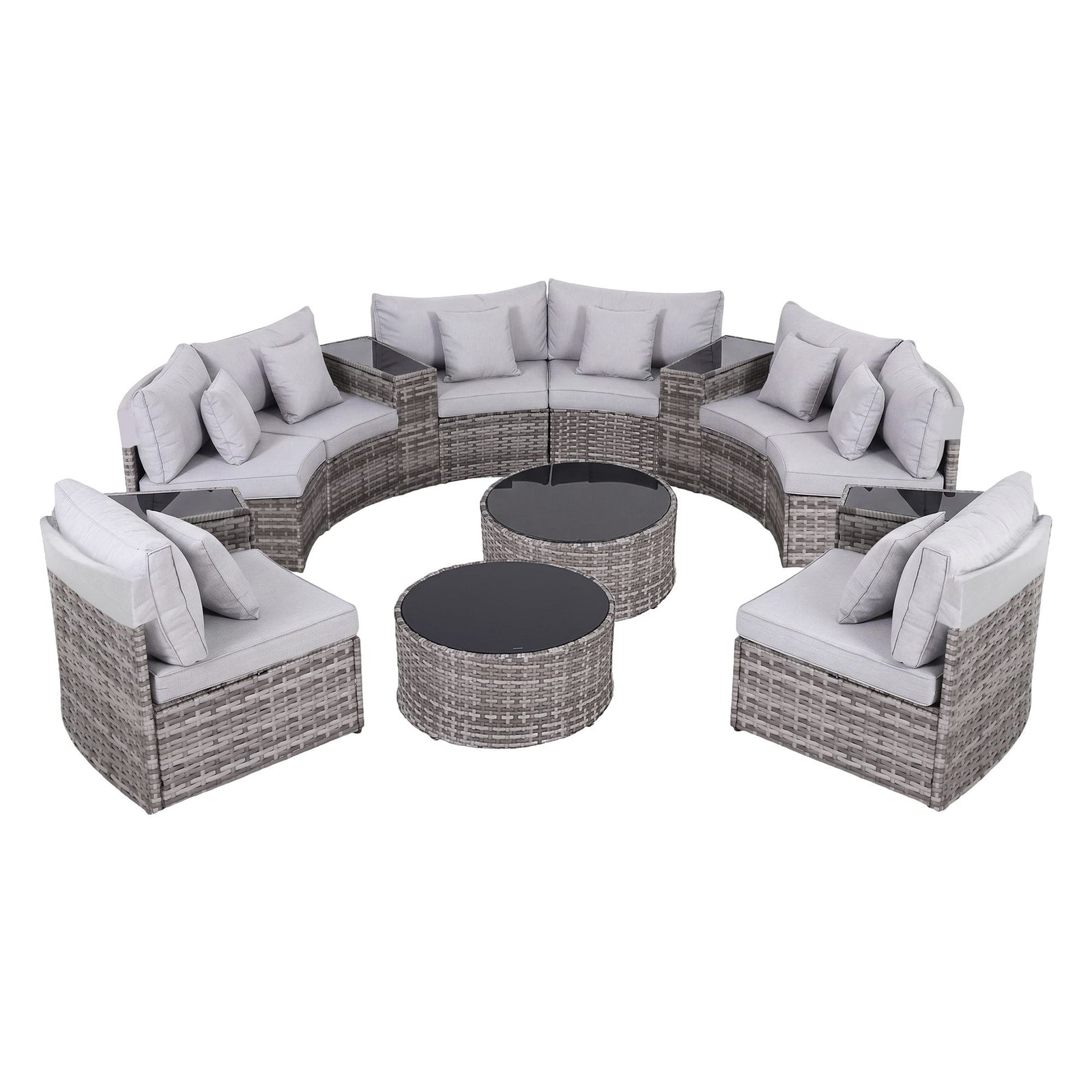 Gardeon 8 Seater Outdoor Sofa Set 14PCS Table Chair Set Rattan Patio Furniture