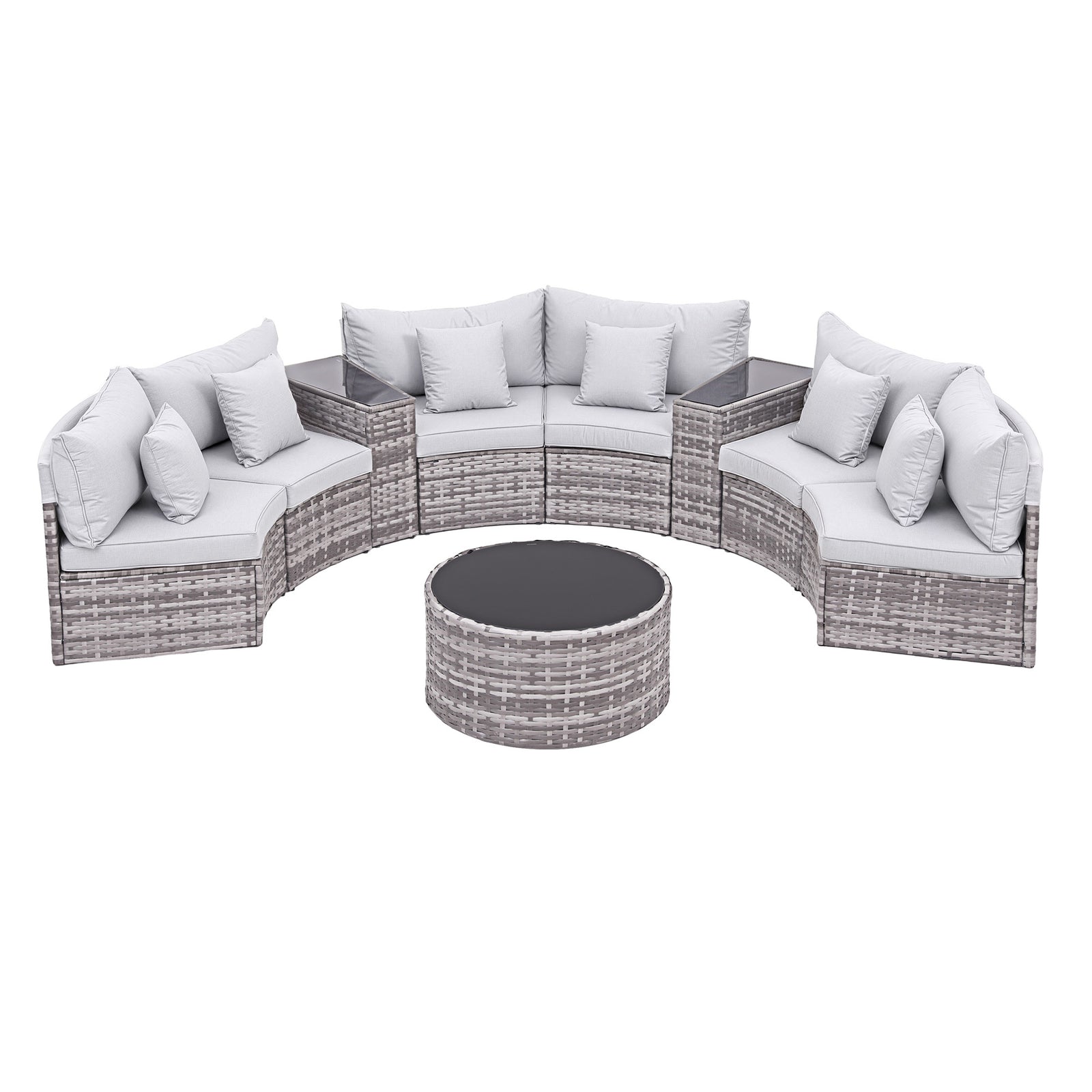 Gardeon 6 Seater Outdoor Sofa Set 9PCS Table Chair Set Garden Rattan Patio Furniture