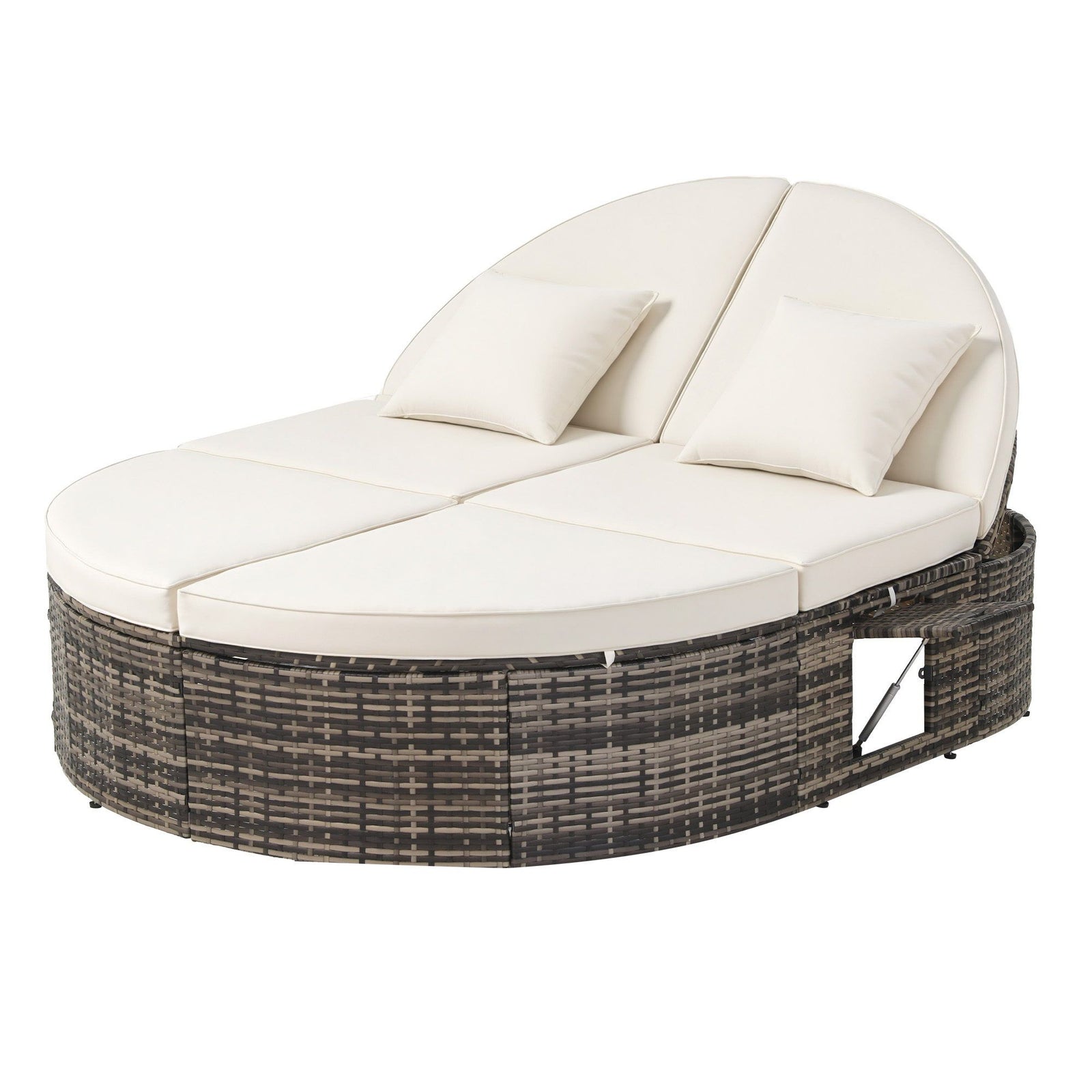 Gardeon Outdoor Day Bed Sun Lounge Setting Wicker Lounger Patio Furniture w/ Retractable Side Tray
