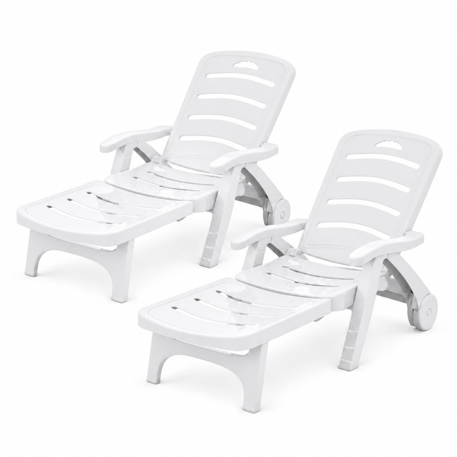 Gardeon Set of 2Sun Lounger Folding Chaise Lounge Chair Wheels Patio Outdoor Furniture