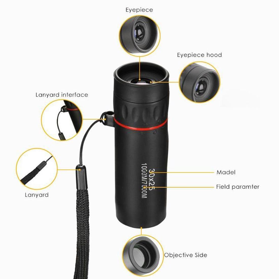 Portable Mini Monocular Telescope - 30X25 - Black-1915196757986381828
