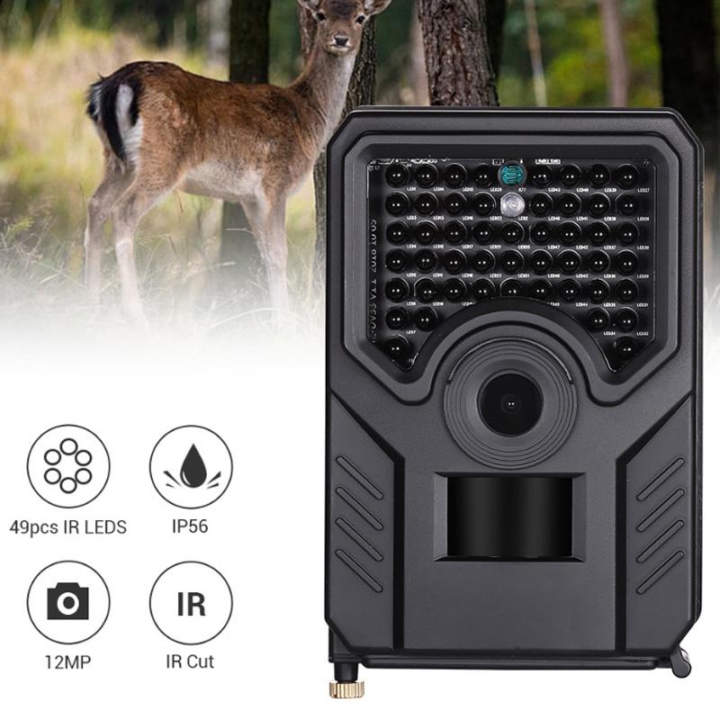 12Mp 1080P Hd Infrared Hunting Trail Camera With 120 Degree Wide Angle Lens And Ip56 Waterproof Design - Supports Tf Card Pir Distance 10-15M - Black-1915196797563834376