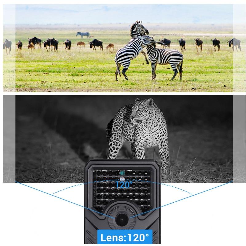 12Mp 1080P Hd Infrared Hunting Trail Camera With 120 Degree Wide Angle Lens And Ip56 Waterproof Design - Supports Tf Card Pir Distance 10-15M - Black-1915196797563834377