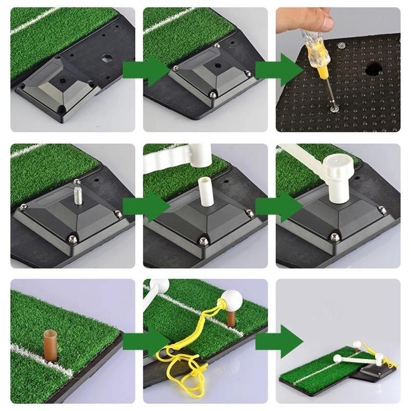 Portable Golf Putting Mat With Push Rod Trainer - 48X23Cm - Black-1915196774608408580