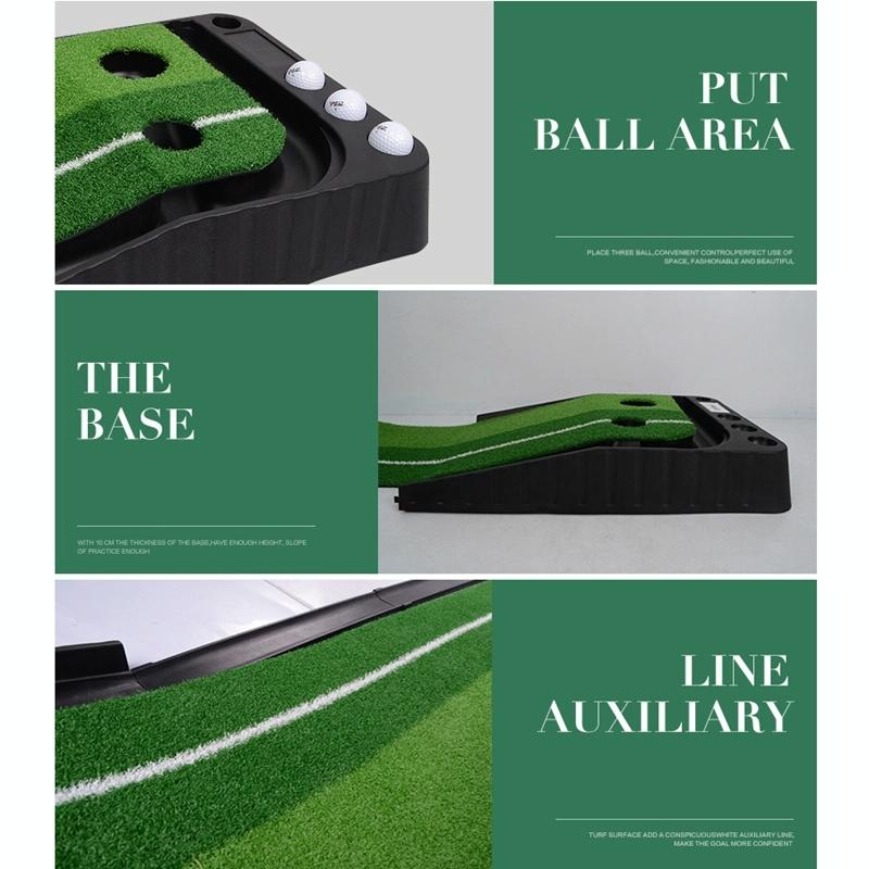 2.5M Golf Mini Putting Mat With Push Rod Trainer - Fairway Green-1915196542621454345