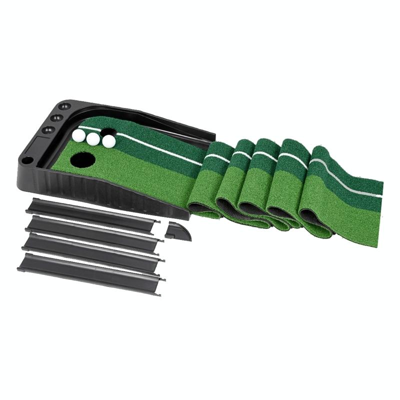 2.5M Golf Putting Mat With Push Rod Trainer & 6 Balls - No Auto Return-1915196543070244869