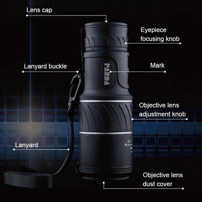 High Definition Night Vision Monocular Telescope - 40X60 12X Pocket Focusing - Black-1943465052401176578