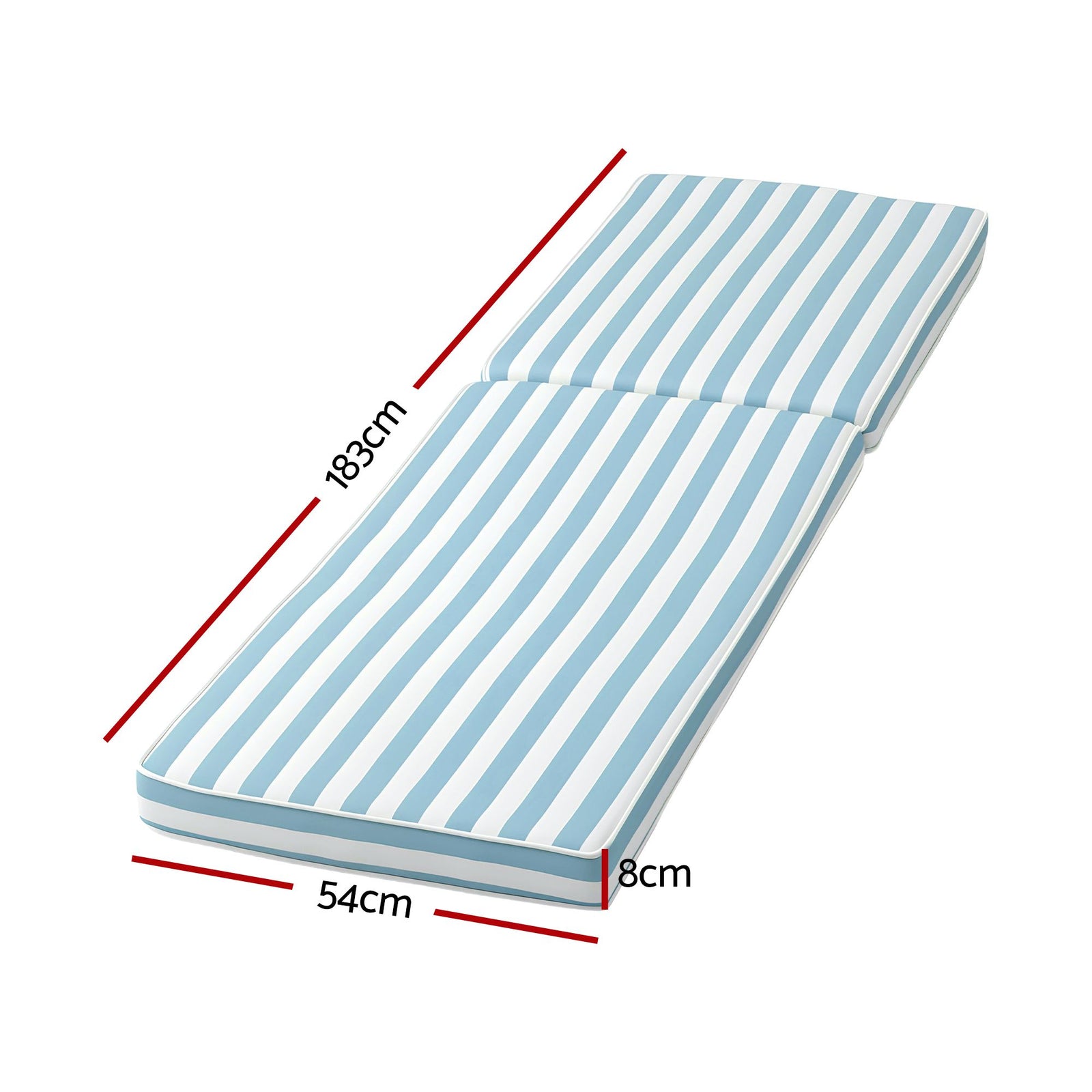 Gardeon Outdoor Chaise Lounge Cushion Lounge Chair Pad Sunbed Mattress Blue