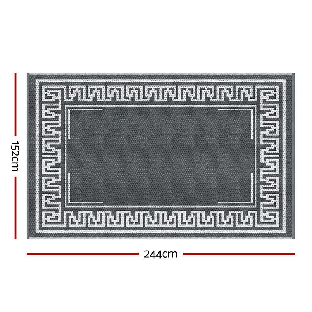 Gardeon Outdoor Rugs 152x244cm Large Carpet Reversible Area Mat PP Dual-Sided Patio Rug Greek Key