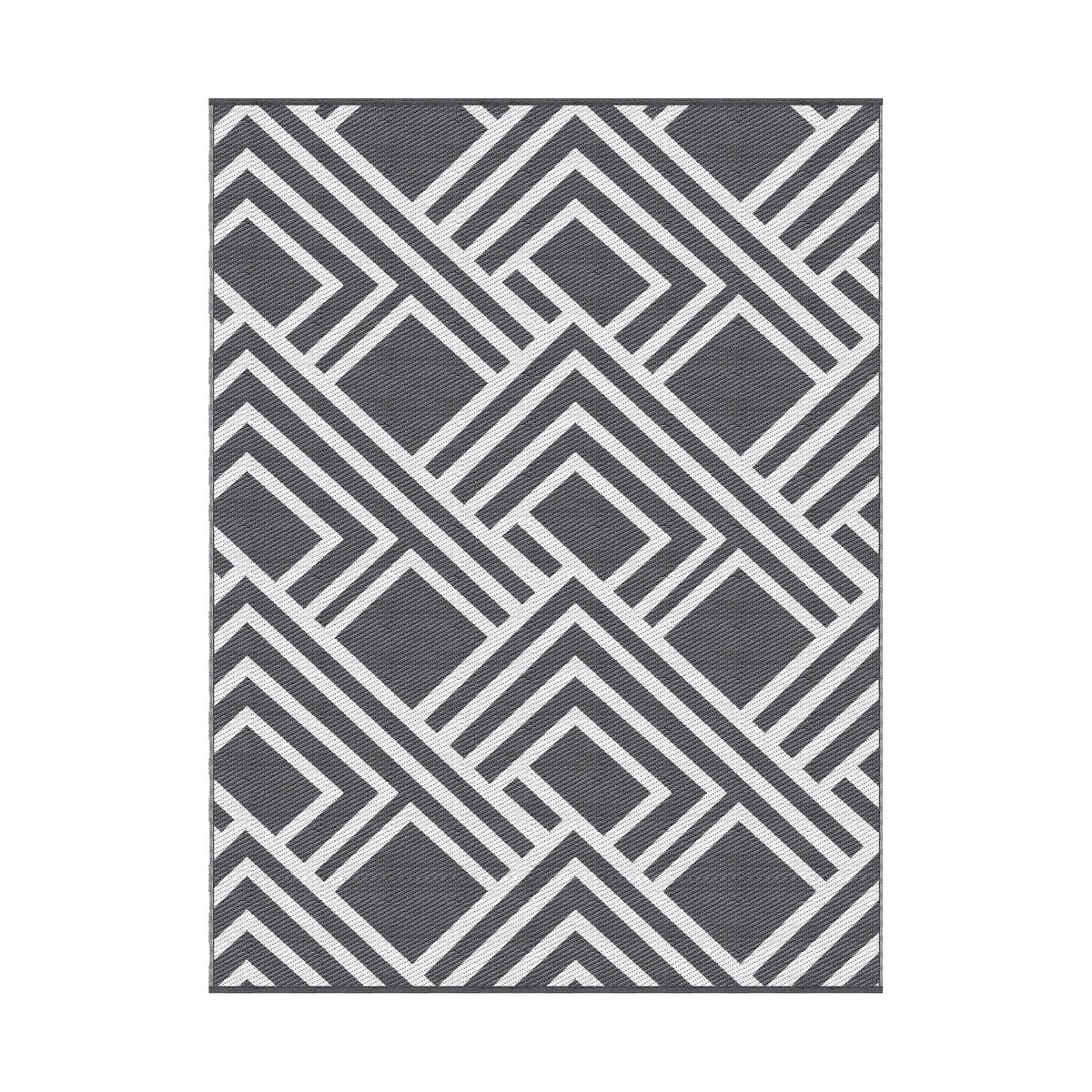 Gardeon Outdoor Rugs 274x366cm Reversible PP Dual-Sided Area Mat Large Carpet Patio Rug Grey