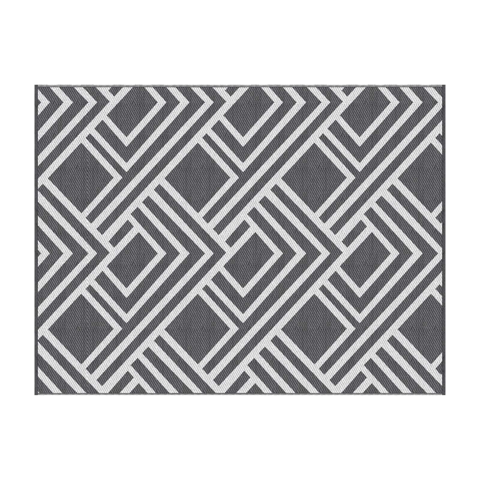 Gardeon Outdoor Rugs 274x366cm Reversible PP Dual-Sided Area Mat Large Carpet Patio Rug Grey