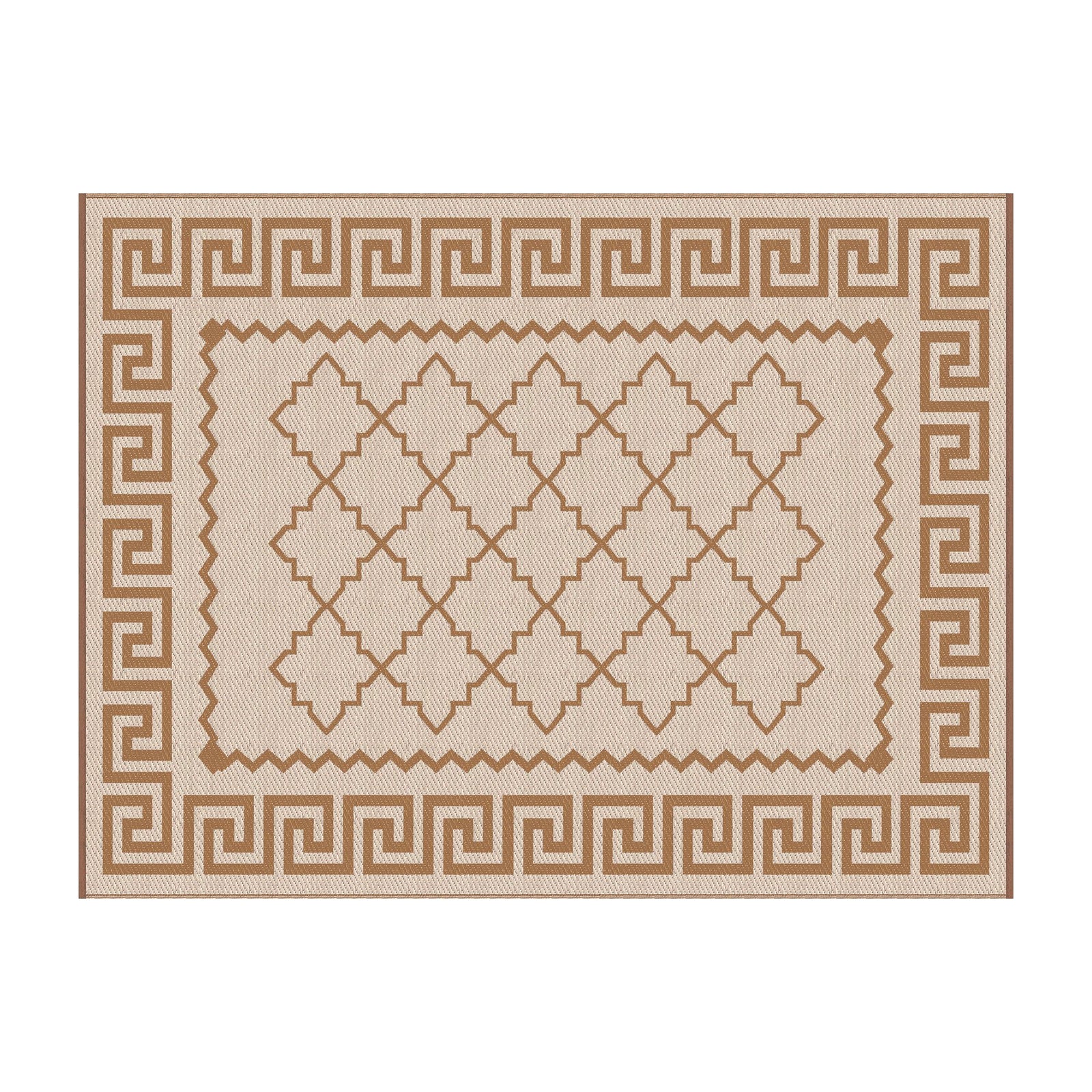 Gardeon Outdoor Rugs 274x366cm Large Carpet Reversible PP Dual-Sided Area Mat Patio Rug Khaki