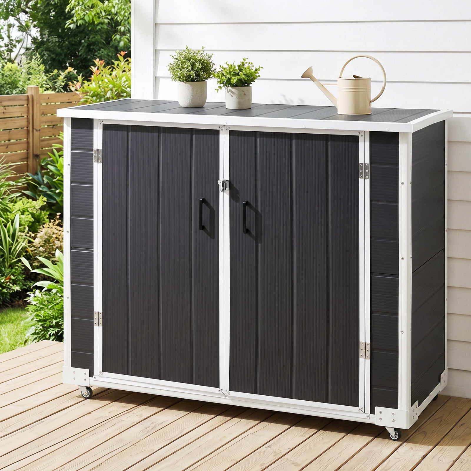 Gardeon Outdoor Storage Box 1164L Garden Shed 5 Wheels Lockable Cabinet Tool Organizer Dark Grey