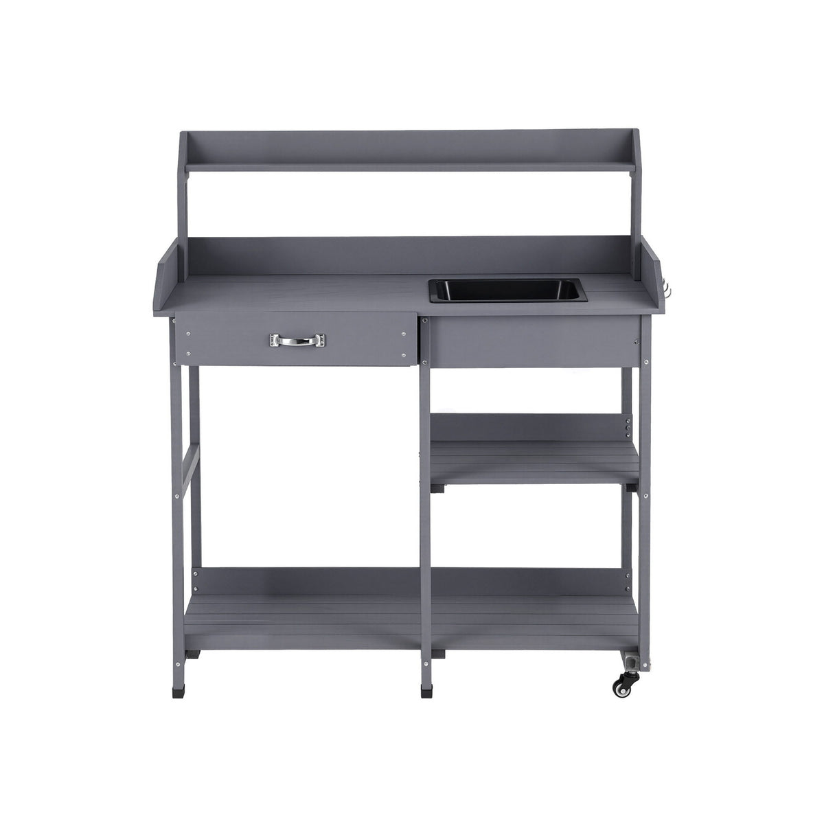 Gardeon Outdoor Potting Bench Table Storage Cabinet Potters Garden Workstation Grey