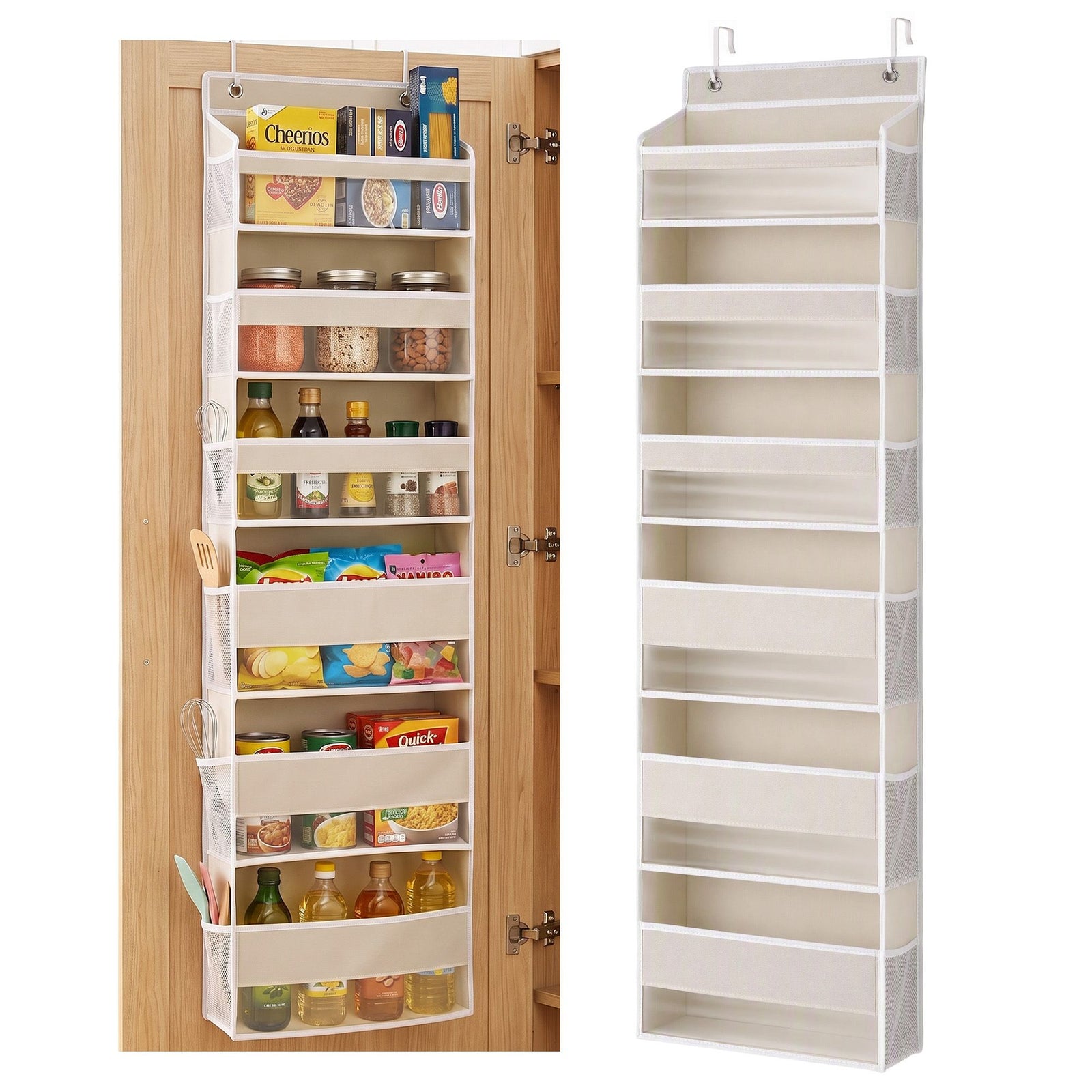 Artiss 2X Over Door Storage Hangers Pantry 6-Tier Organiser Pockets Fabric Beige