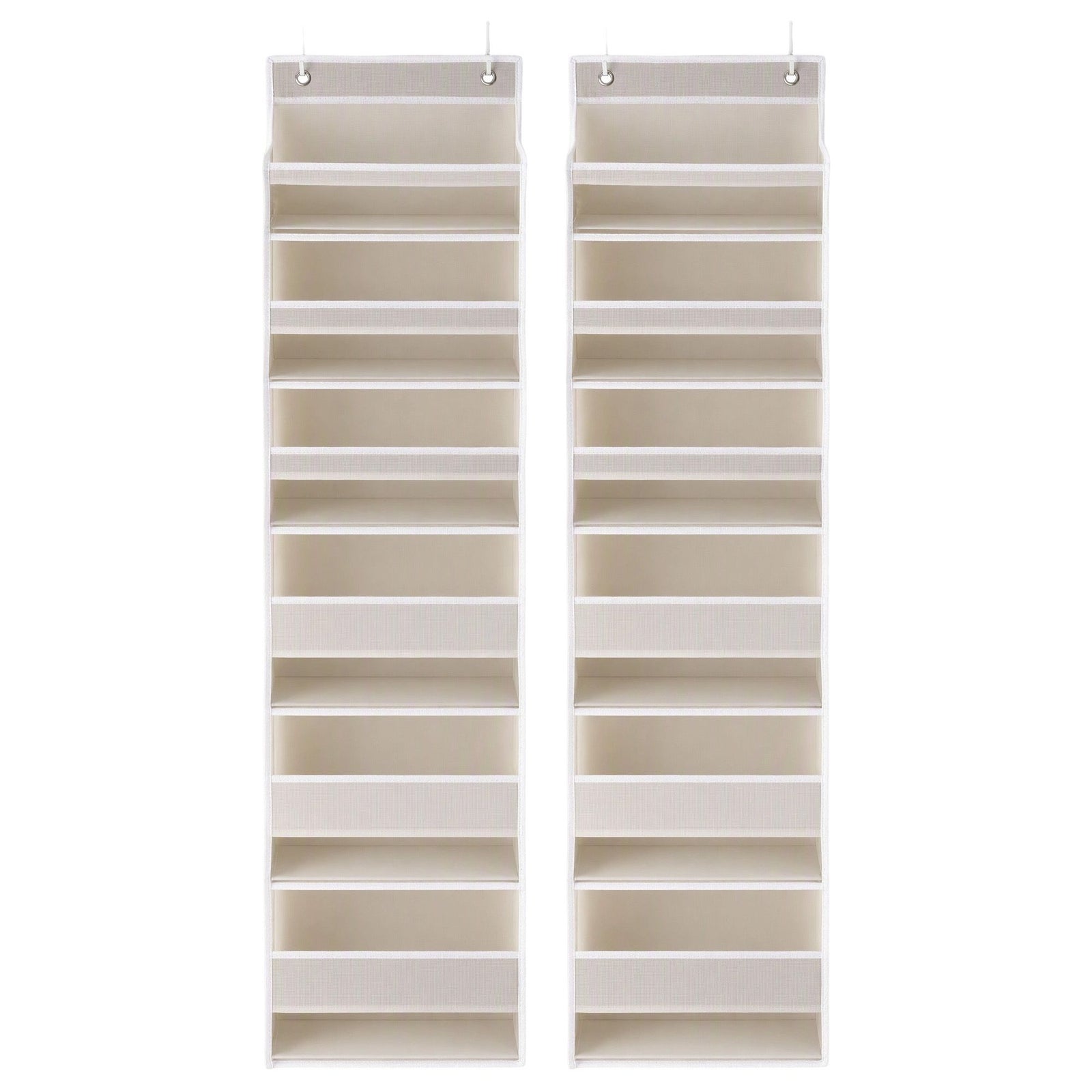 Artiss 2X Over Door Storage Hangers Pantry 6-Tier Organiser Pockets Fabric Beige