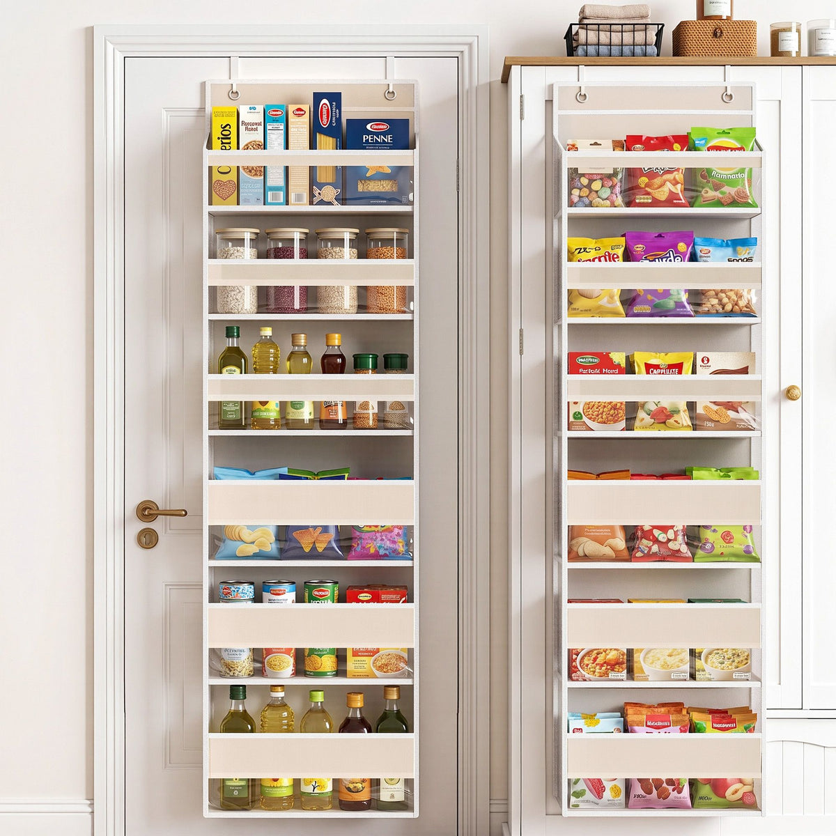 Artiss 2X Over Door Storage Hangers Pantry 6-Tier Organiser Pockets Fabric Beige