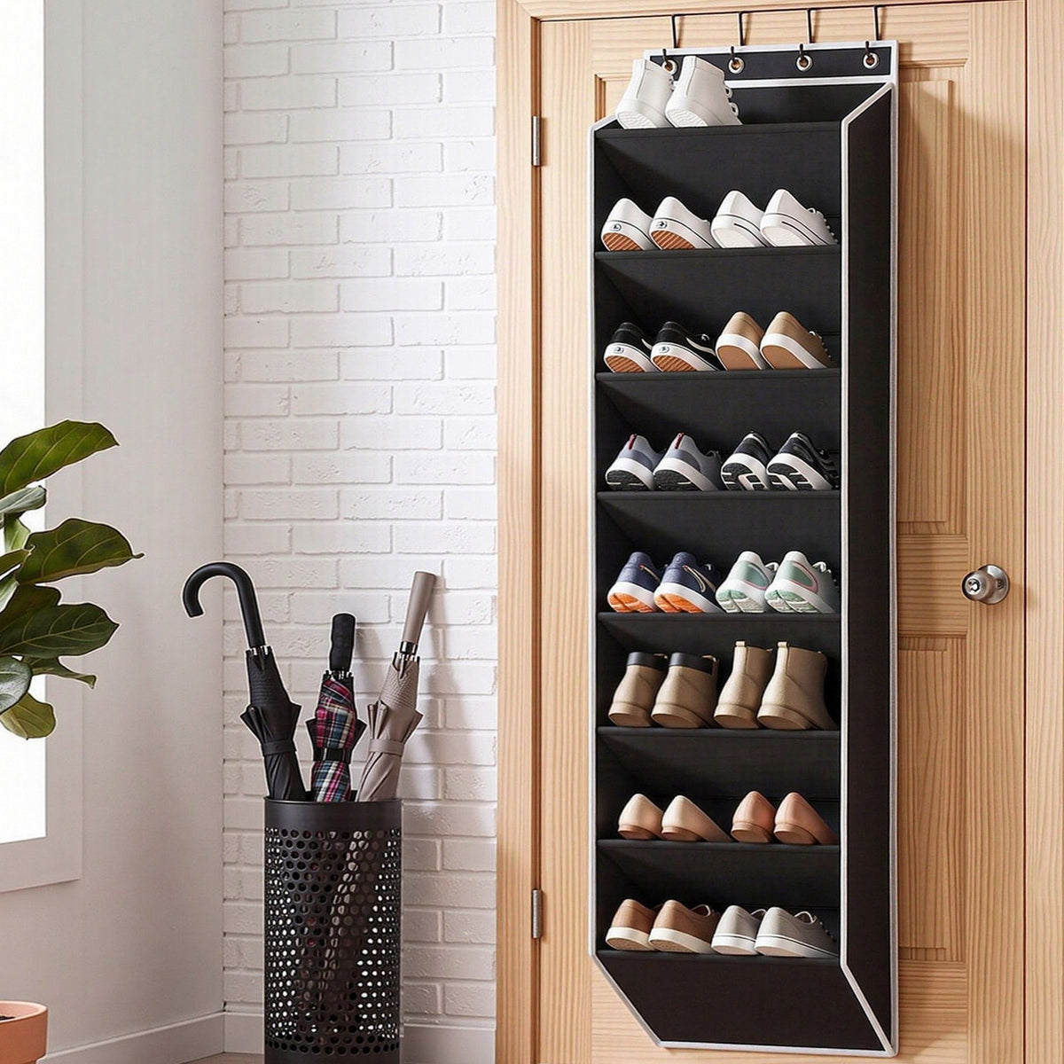 Artiss Over Door Shoe Organiser Storage 8-Tier Pantry Hanger Rack Fabric Black