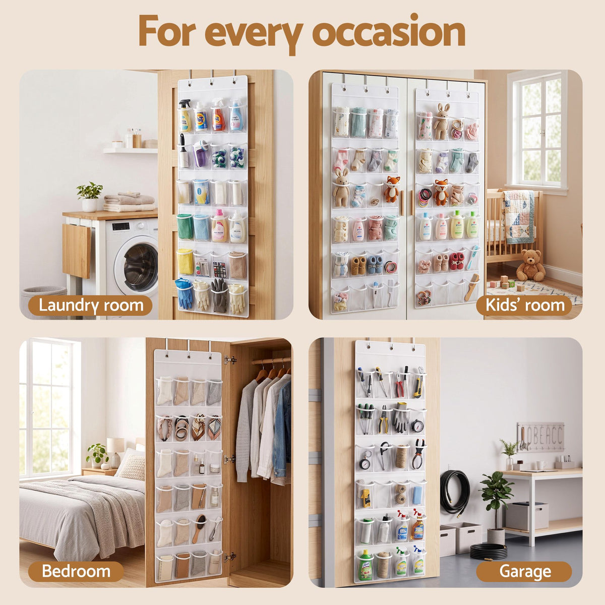 Artiss Over Door Shoe Organiser Storage 6-Tier Pantry Hanger 24 Pockets White