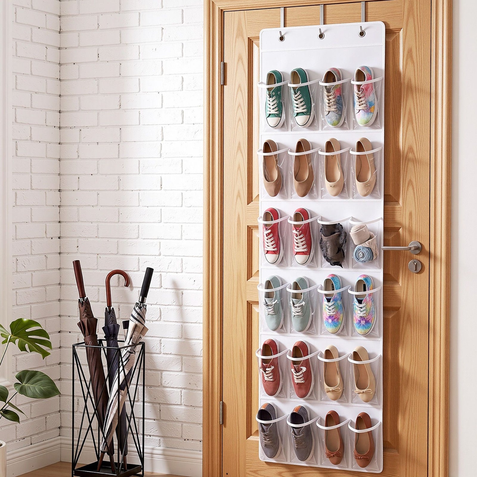 Artiss Over Door Shoe Organiser Storage 6-Tier Pantry Hanger 24 Pockets White