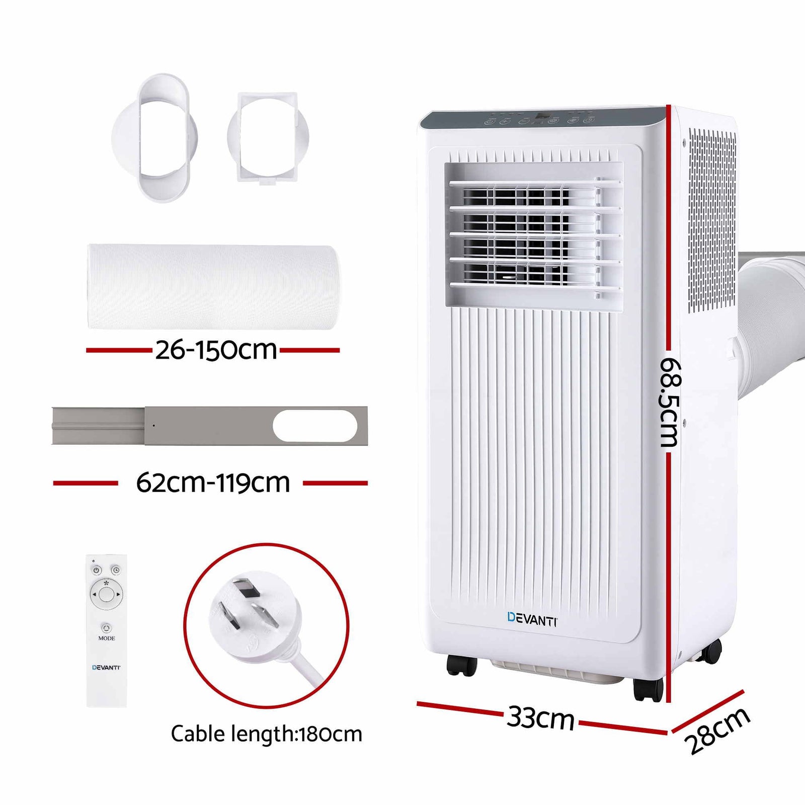 Devanti Portable Air Conditioner 5000 BTU 3-in-1 with Remote Control