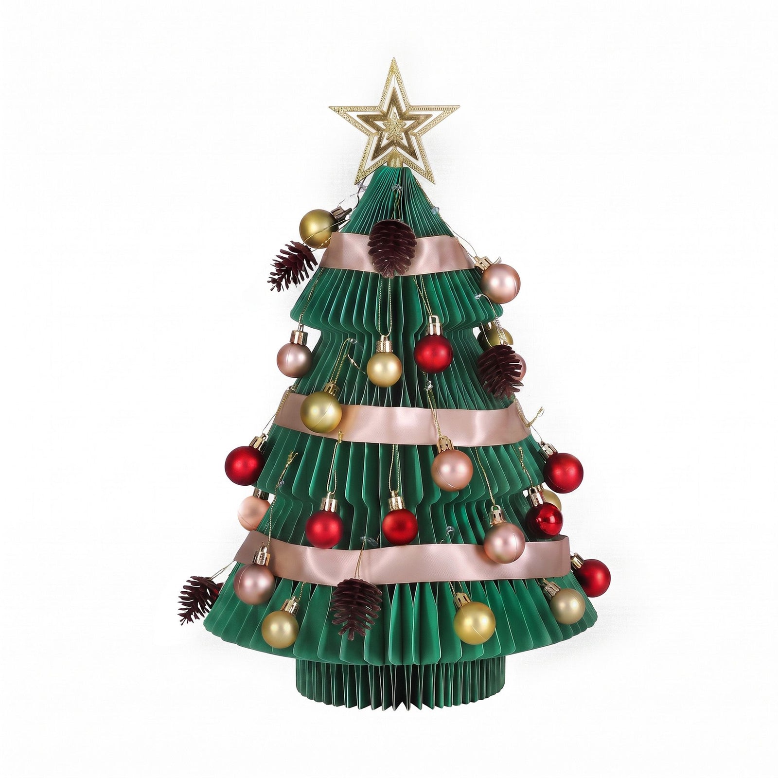 Jingle Jollys Paper Christmas Tree 61CM w/ Star Topper Xmas Decor Tabletop Green DIY Ornament Set