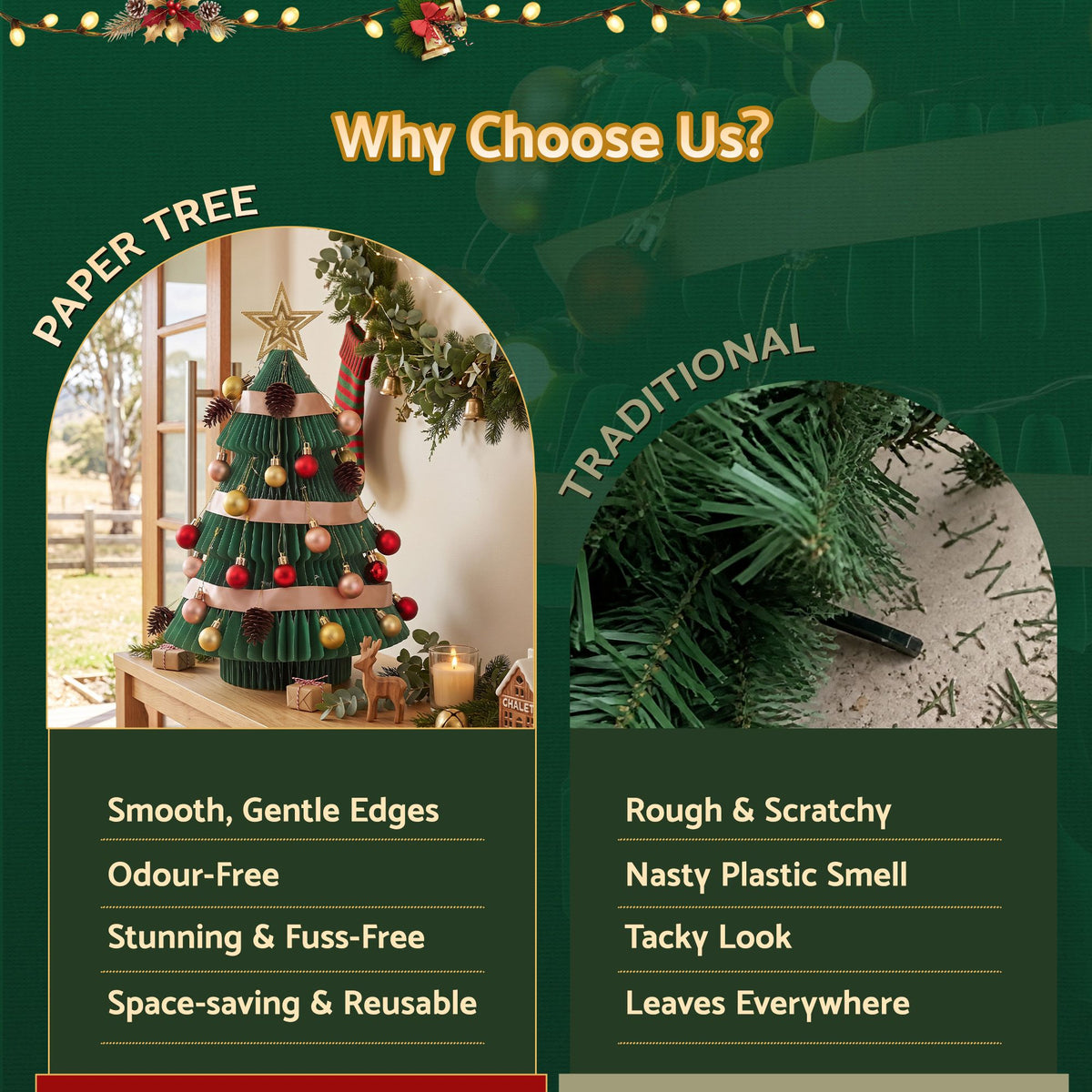 Jingle Jollys Paper Christmas Tree 61CM w/ Star Topper Xmas Decor Tabletop Green DIY Ornament Set