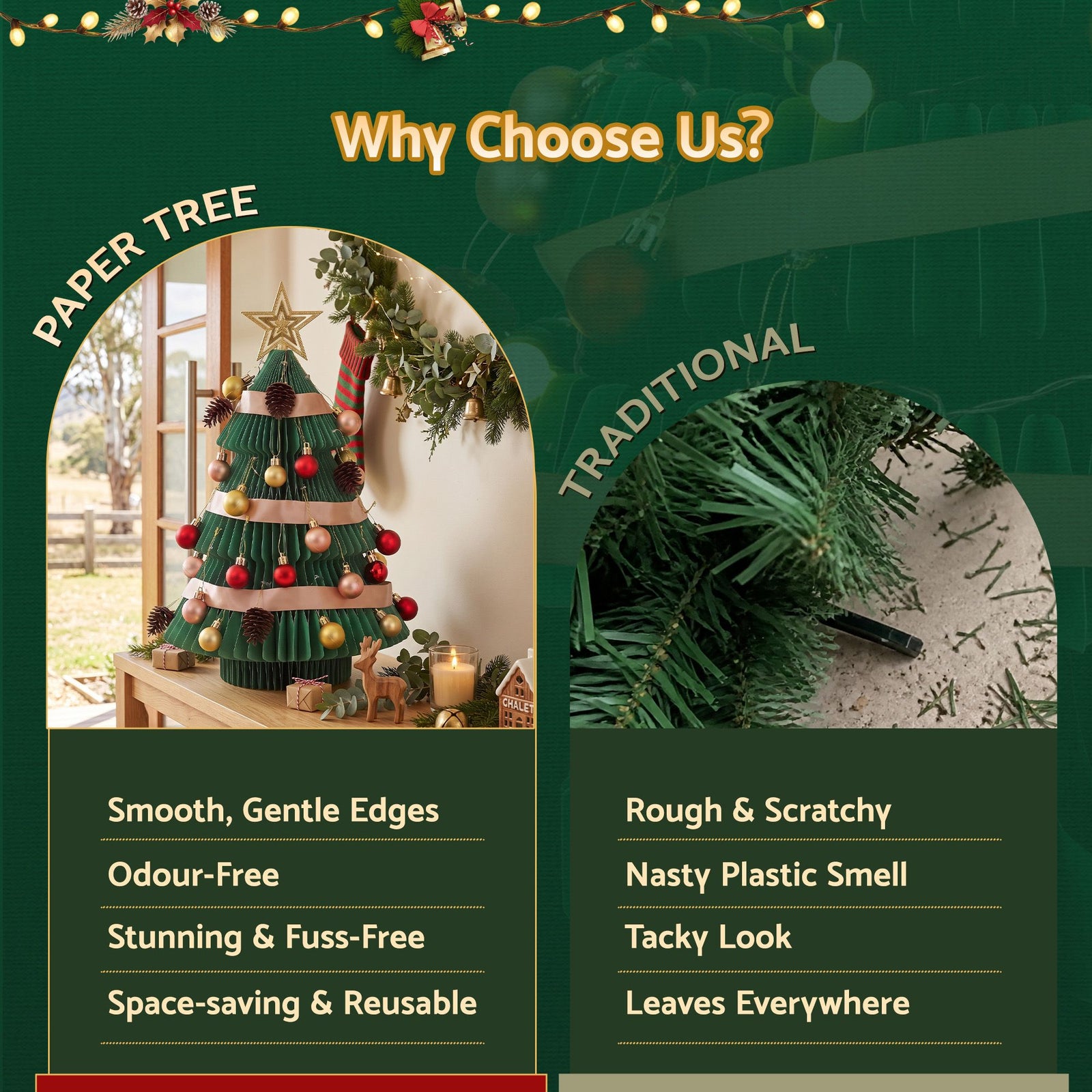 Jingle Jollys Paper Christmas Tree 61CM w/ Star Topper Xmas Decor Tabletop Green DIY Ornament Set