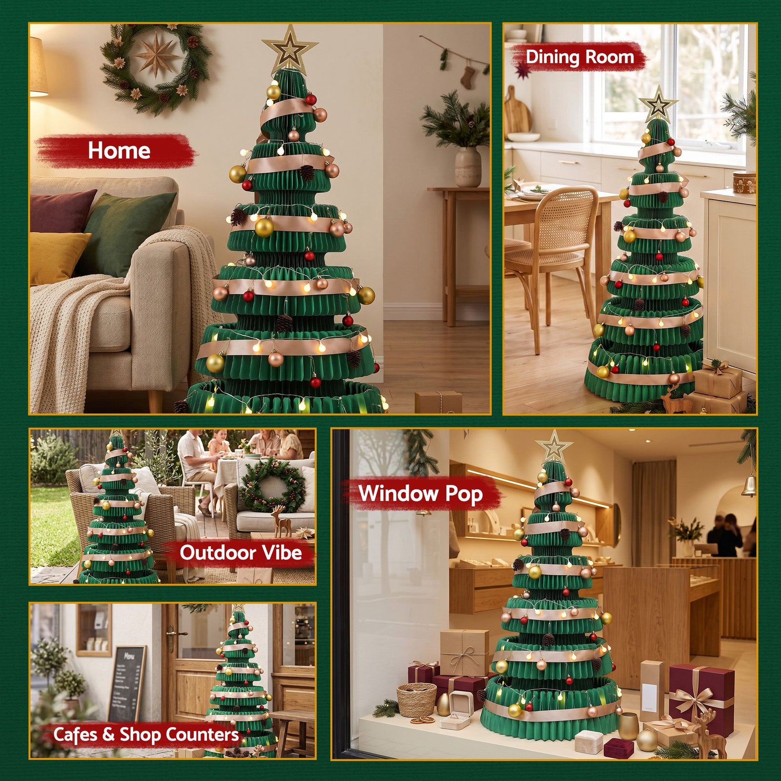 Jingle Jollys 3PCS Christmas Tree Decoration with Lights Foldable Easy Setup Tree