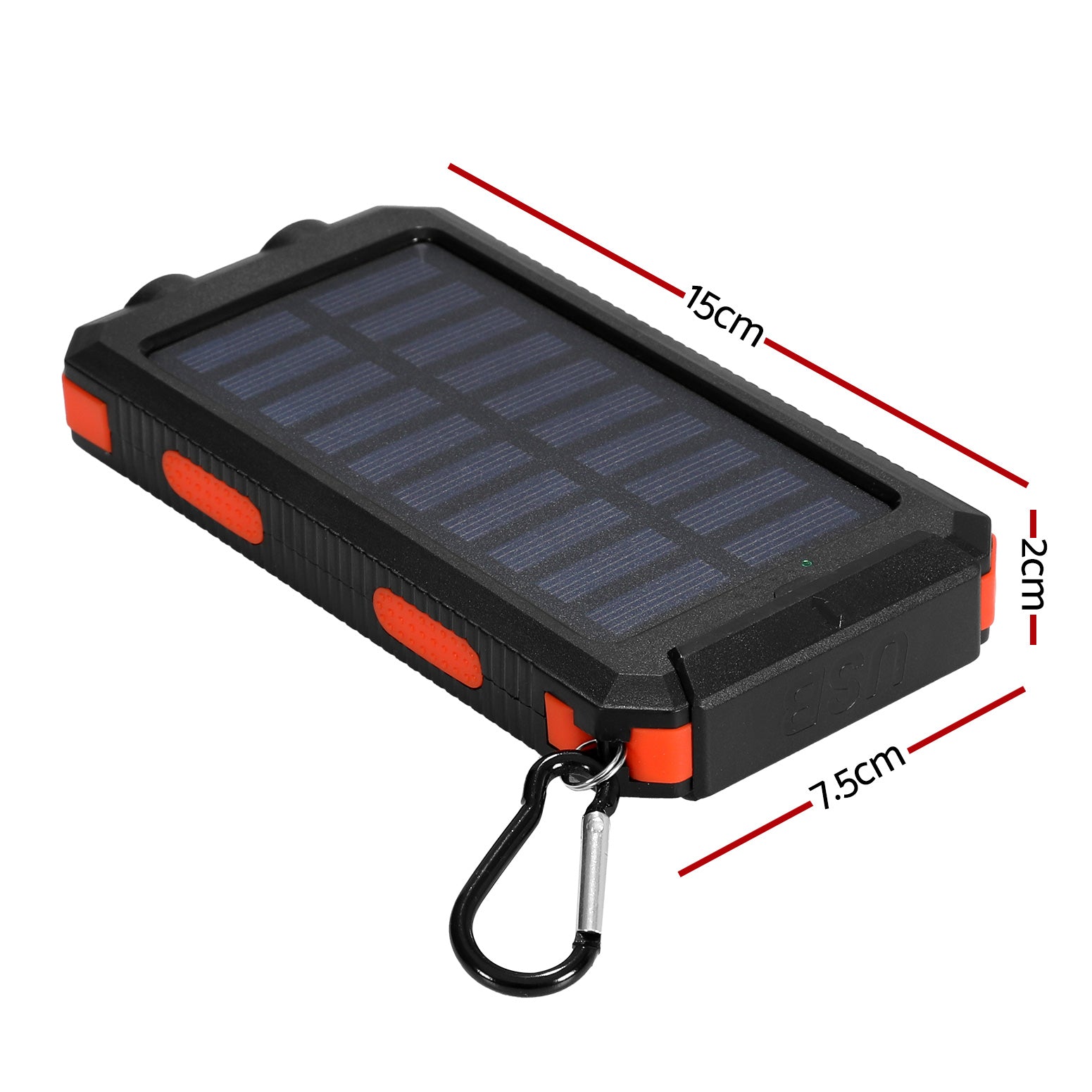 10000mAh Portable Solar Power Bank External Battery Dual USB Phone Charger Light