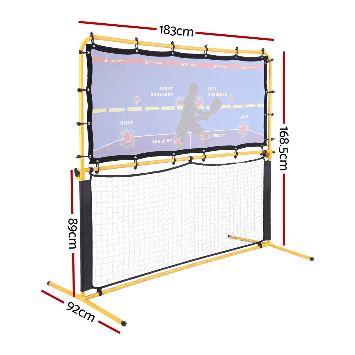 Everfit Pickleball Net Rebounder Portable Training Practice 6FT Black Yellow