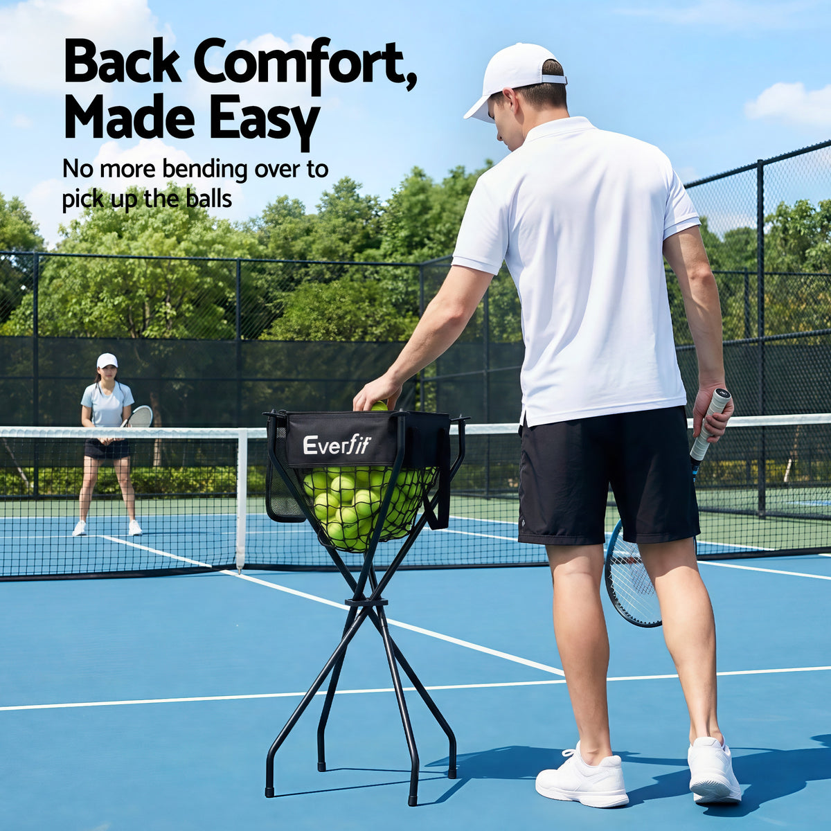 Everfit Portable Ball Cart Foldable Pickleball Tennis Baseball Softball